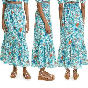 Loretta Caponi Amalia Tiered Cotton Maxi Skirt Sz XL